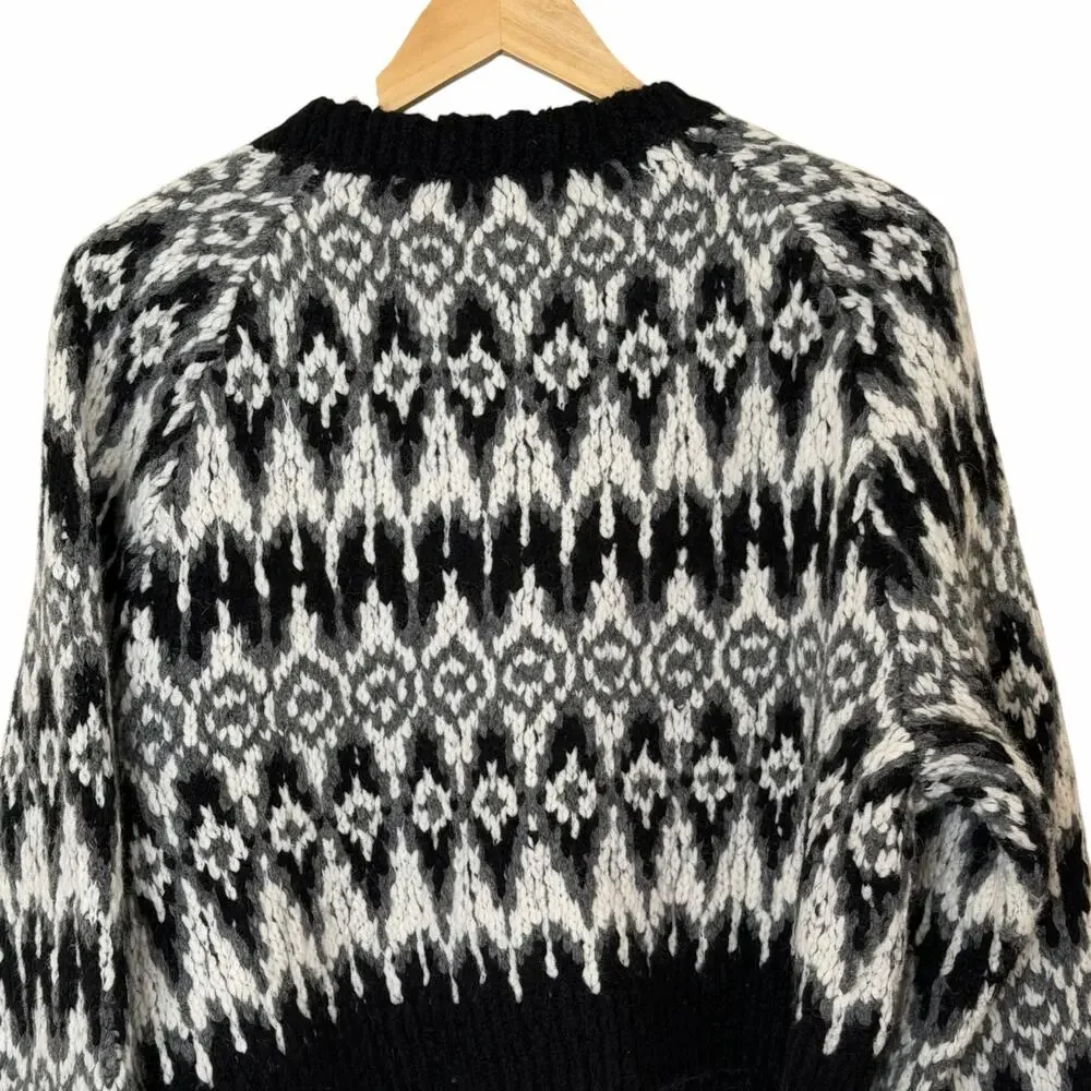 J. CREW Cropped Fair Isle Chunky Cardigan Sweater, New Without Tag, Size Medium